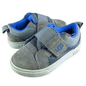 UGG Boys Sneaker Size T 8 Medium Shoes Brown Leather Hook & Loop